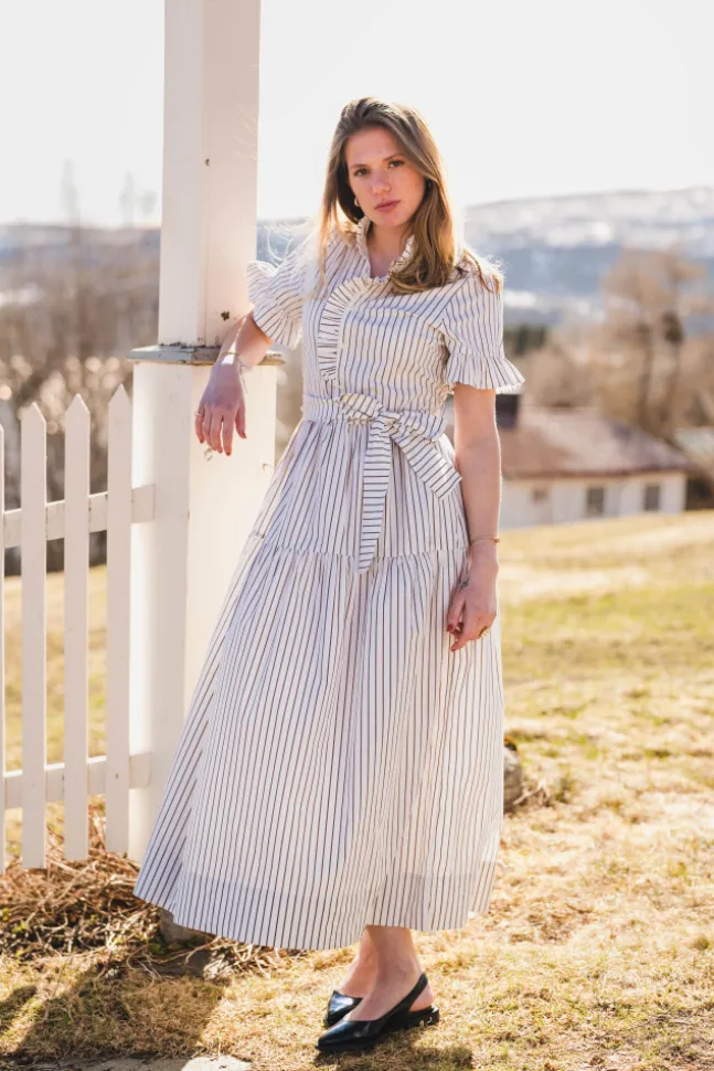 Nellie Wide Stripe Dress Ivory