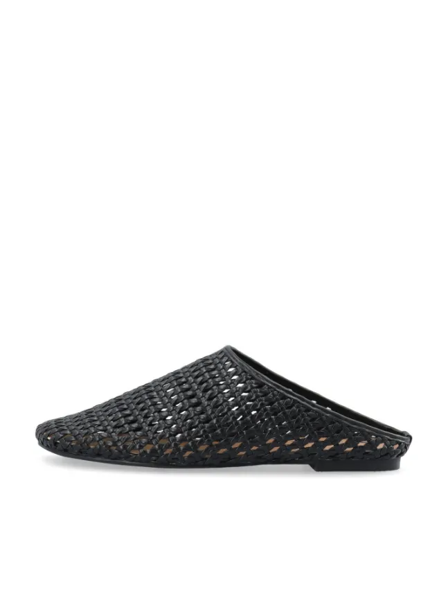 Nera Mule Weaved Faux Leather Black