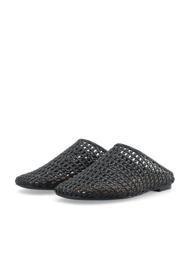 Nera Mule Weaved Faux Leather Black