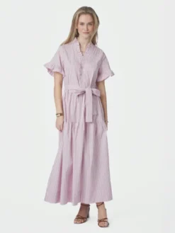Nessie Structure Stripe Dress Light Pink