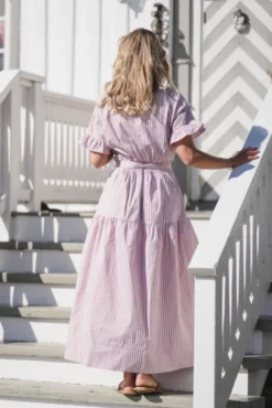 Nessie Structure Stripe Dress Light Pink