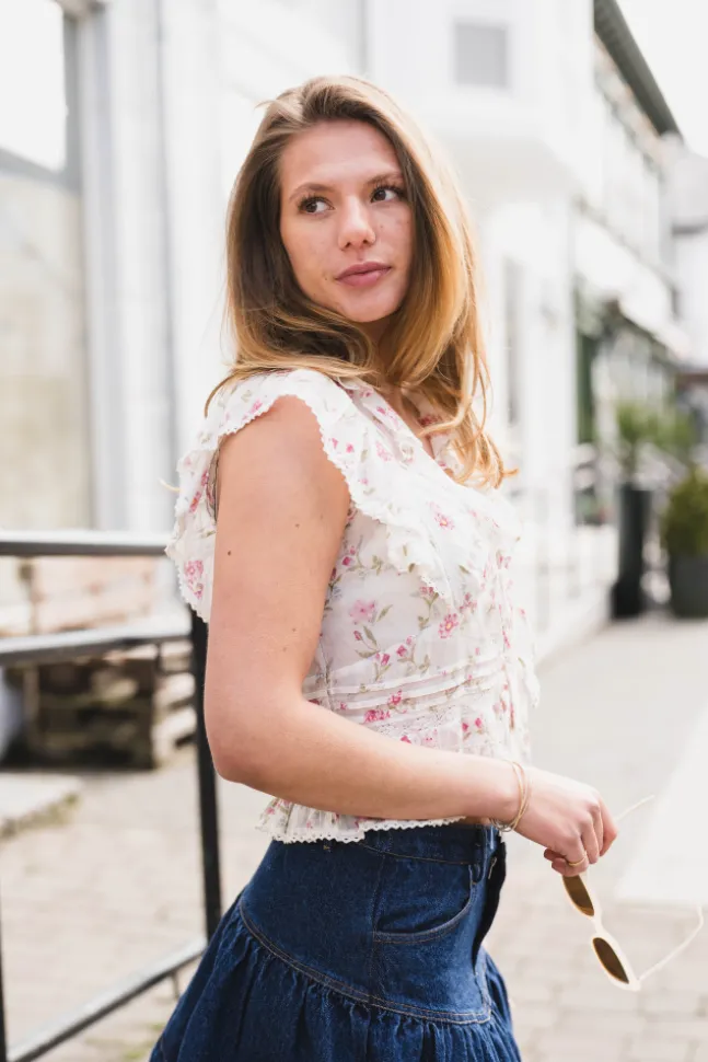Netali Spring Flower Top Offwhite