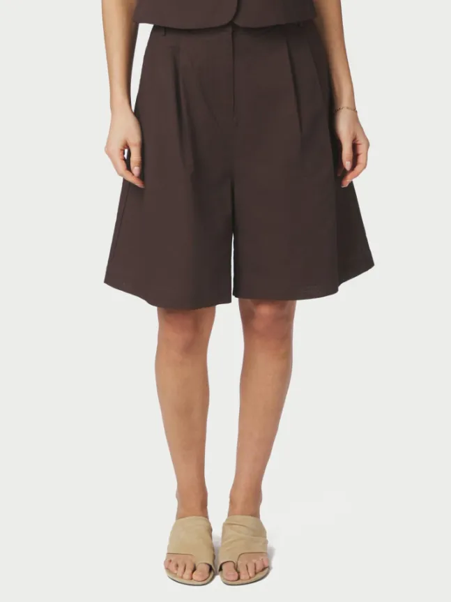 Nika Linen Shorts Dark Brown