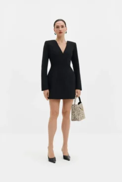 Ninni Cut-Out Shoulder Hourglass Mini Dress Black