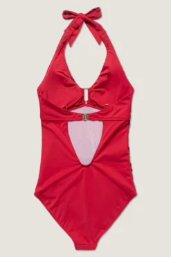 Niovi Solid Swimsuit Lipstick Red