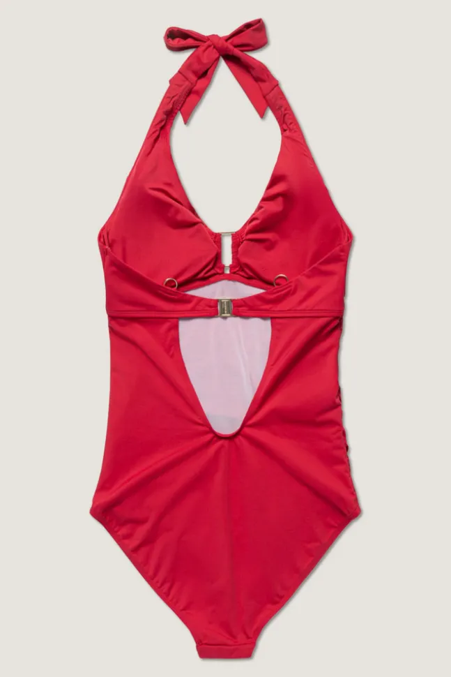 Niovi Solid Swimsuit Lipstick Red