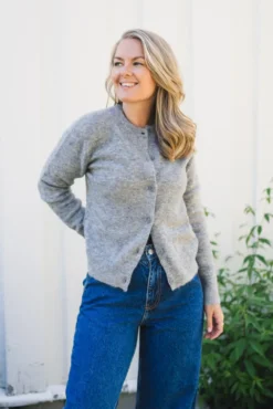 Nor Short Cardigan 7355 Grey Melange