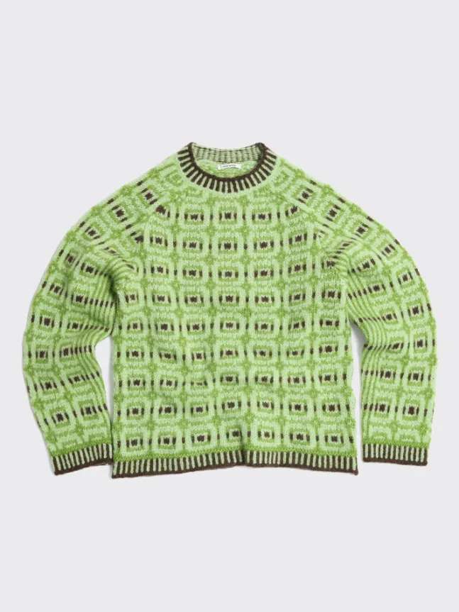 Norwegian Wool Crew Green Mix