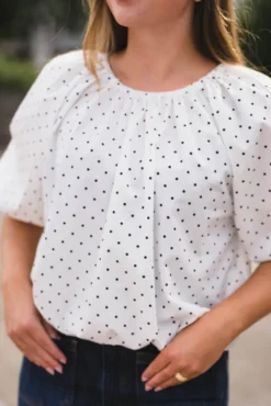 Noy Blouse Dot White Small Black