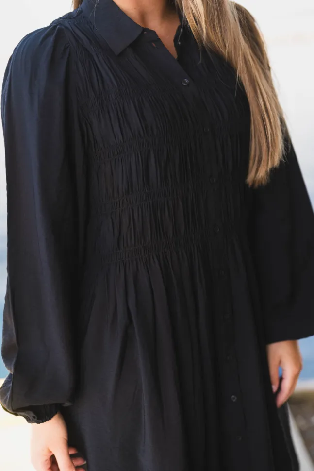 Pala LS Smock Shirt Dress Black