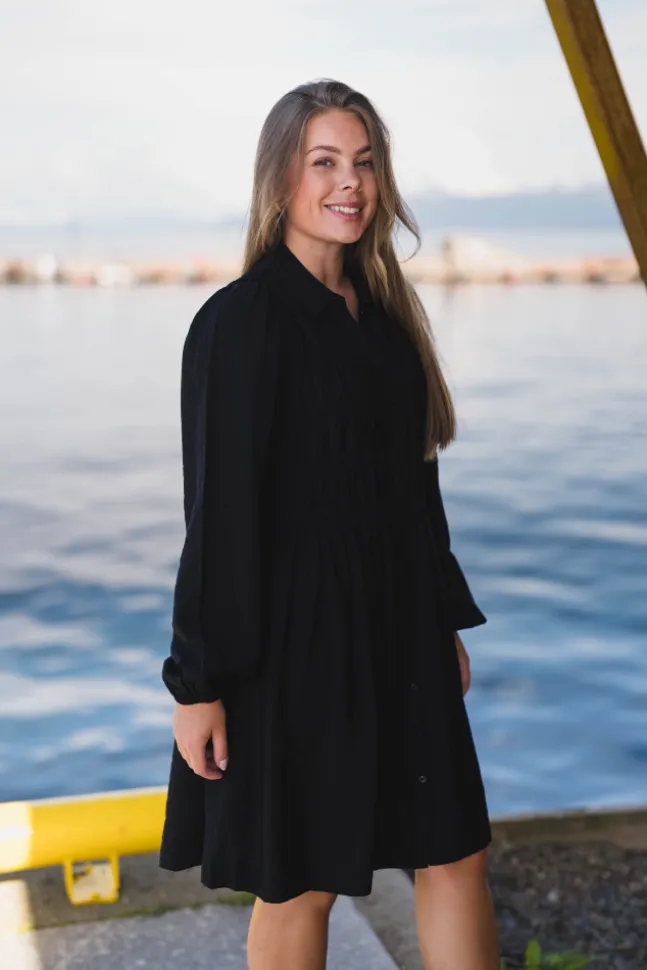 Pala LS Smock Shirt Dress Black