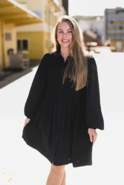 Pala LS Smock Shirt Dress Black