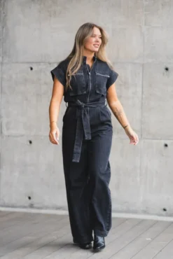 Pancy Zip Jumpsuit Black