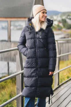 Panda Hooded Down Coat Blue Navy