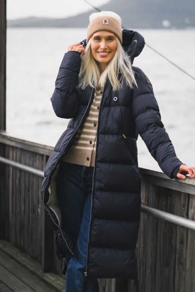 Panda Hooded Down Coat Blue Navy