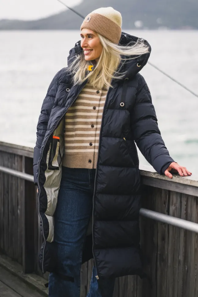 Panda Hooded Down Coat Blue Navy