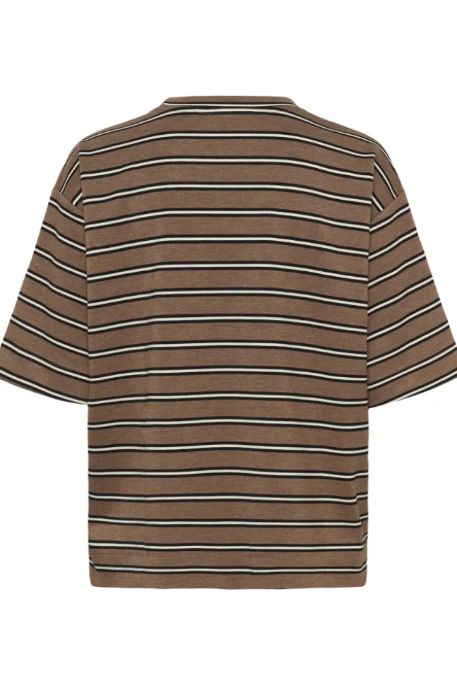 Pannie Oversize T-Shirt Melange Coffee Quartz Melange Stripes