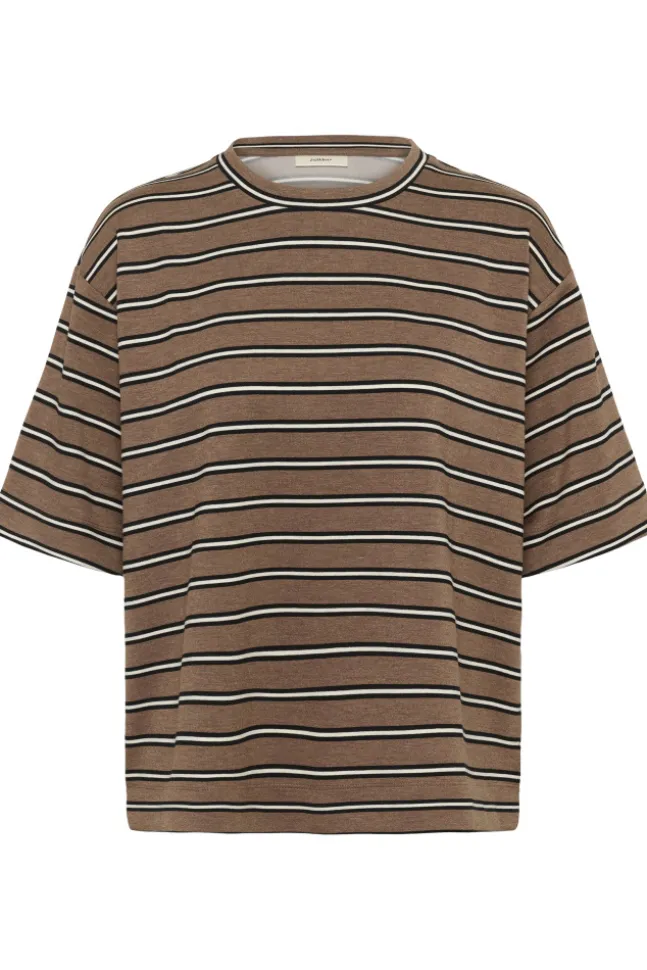 Pannie Oversize T-Shirt Melange Coffee Quartz Melange Stripes