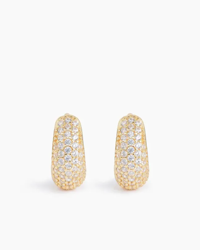 Pavé Dome Huggies Gold