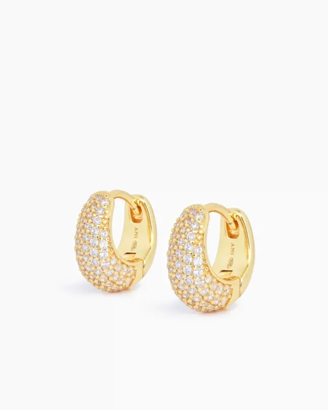 Pavé Dome Huggies Gold