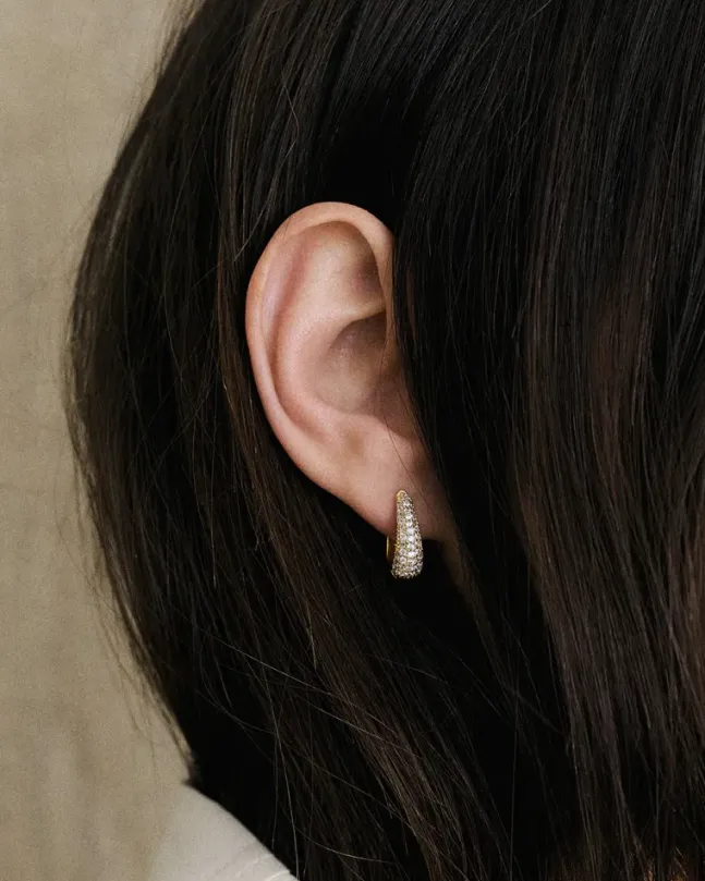 Pavé Ellipse Earrings Gold
