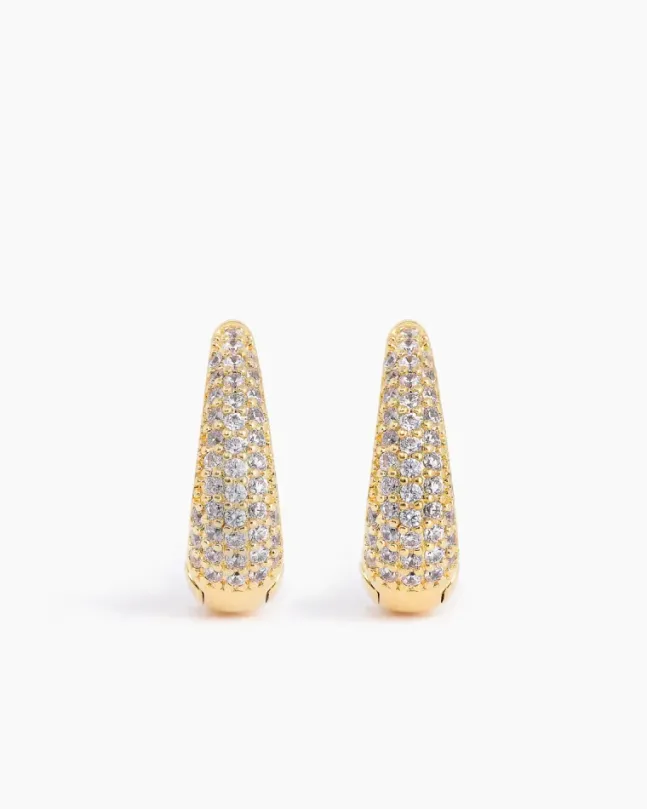 Pavé Ellipse Earrings Gold