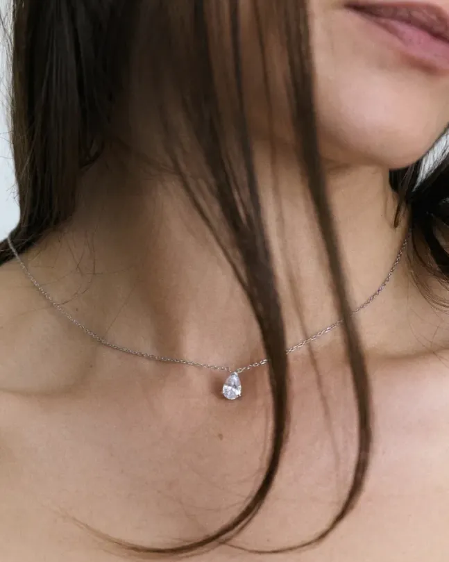 Pear Necklace Silver