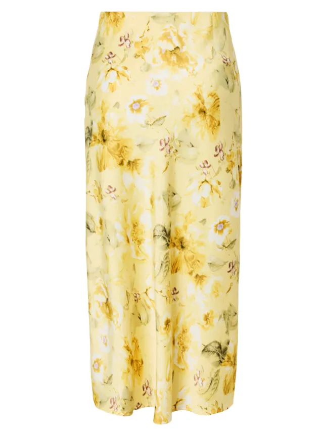 Pella HW Midi Skirt Pale Banana Lemon Print