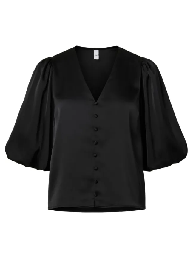 Pella 2/4 V-Neck Top Black