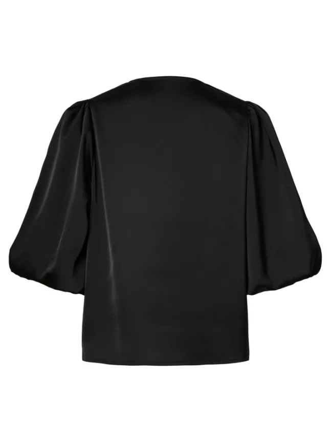 Pella 2/4 V-Neck Top Black