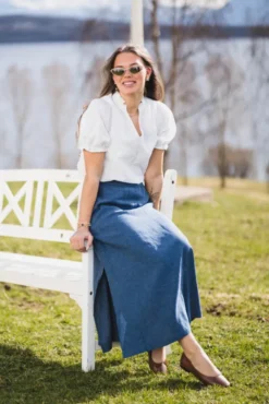 Pennie Ginia HW Skirt V Indigo Melange