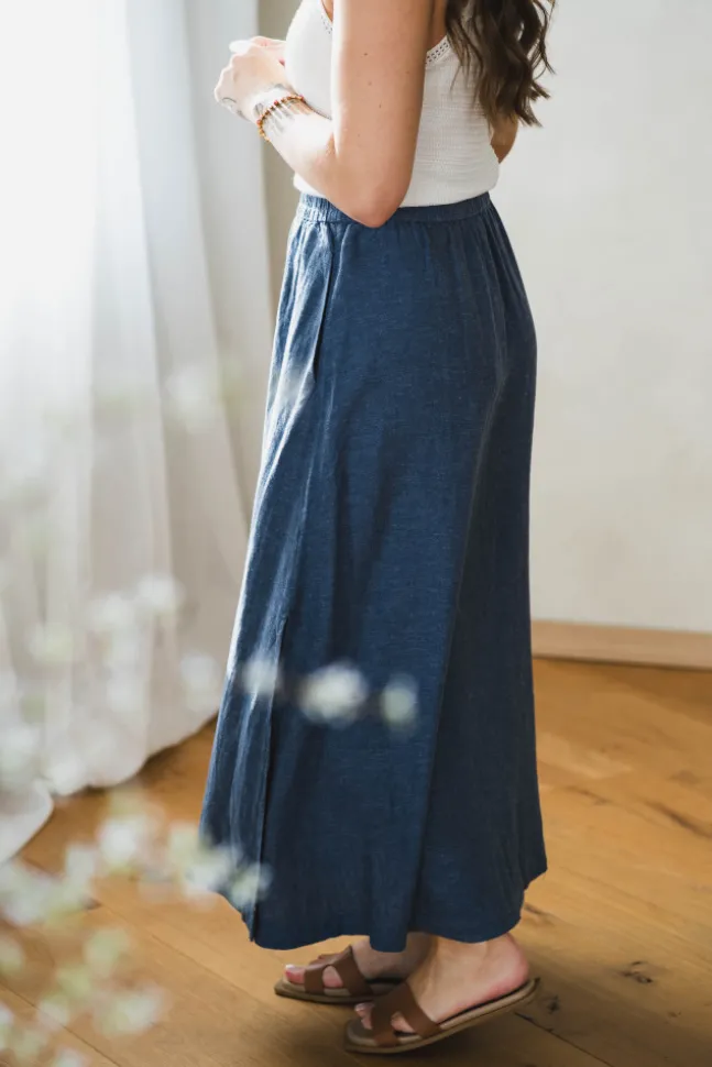 Pennie Ginia HW Skirt V Indigo Melange