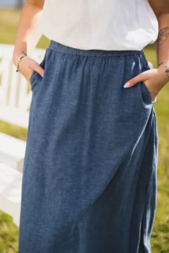 Pennie Ginia HW Skirt V Indigo Melange