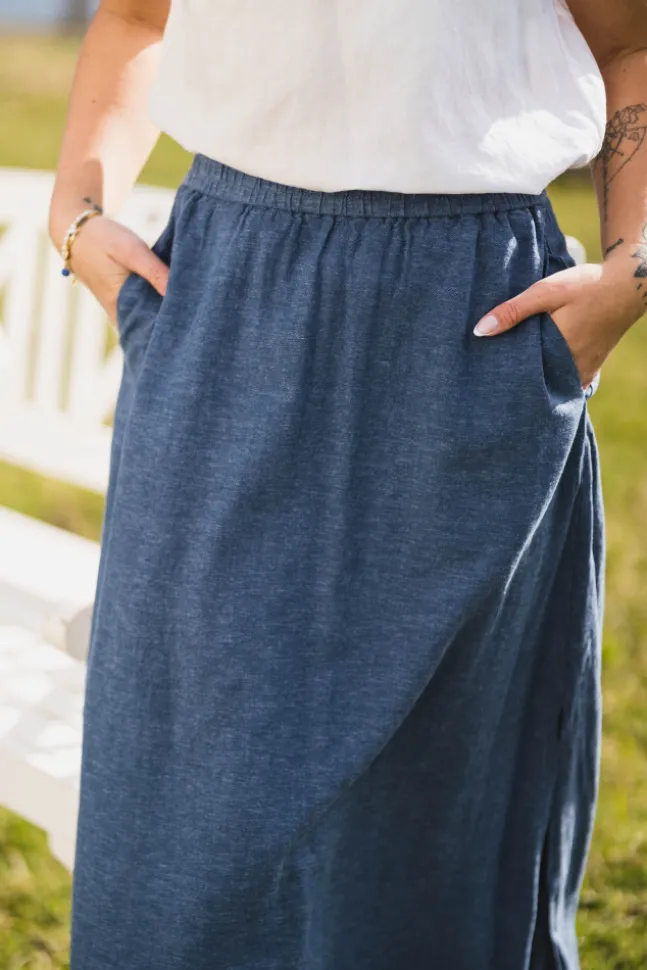 Pennie Ginia HW Skirt V Indigo Melange