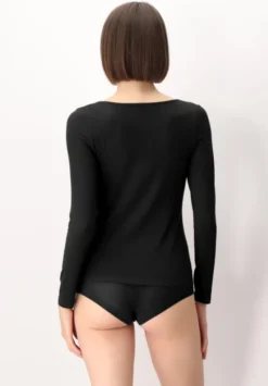 Perfect Line Cashmere Lace T-Shirt Long Sleeve Black
