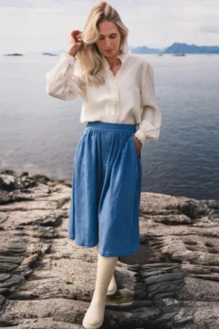 Pernilla HW Skirt Mid Blue Wash