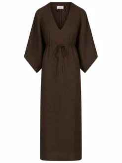 Pernille Linen Dress Dark Brown