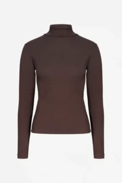 Petra Rib Turtleneck Dark Brown