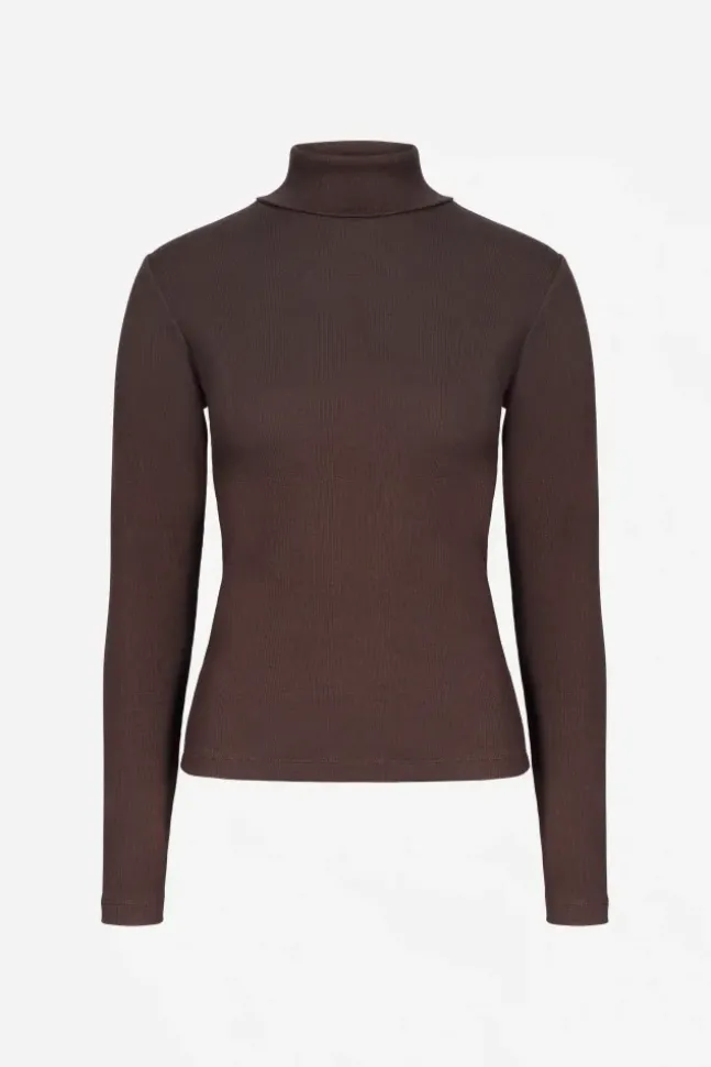 Petra Rib Turtleneck Dark Brown