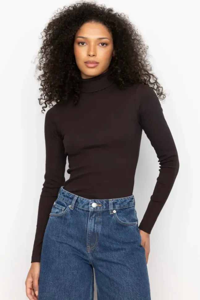 Petra Rib Turtleneck Dark Brown