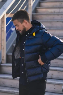 Pharrell Hooded Down Bomber Man Blue Navy