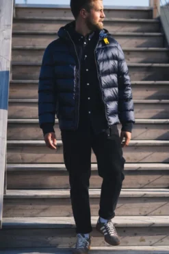 Pharrell Hooded Down Bomber Man Blue Navy