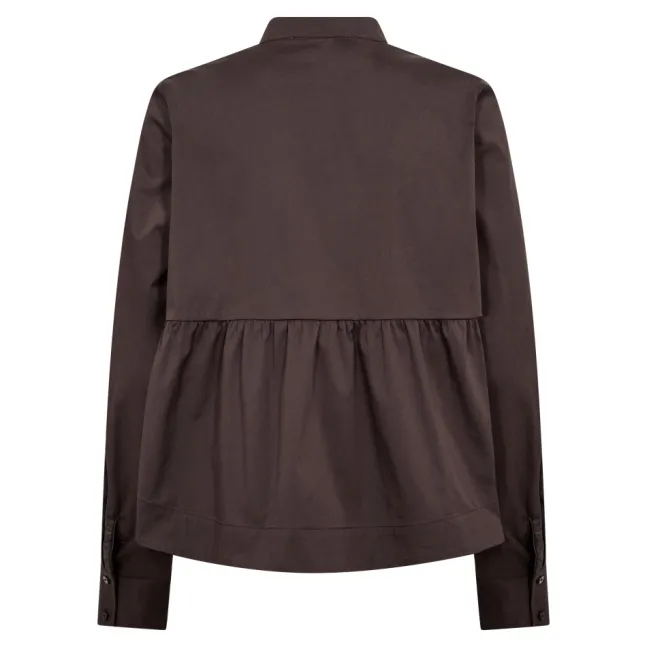 Poppy LS Flare Blouse Dark Brown