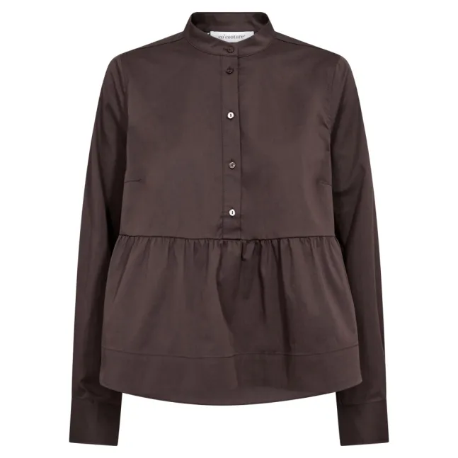 Poppy LS Flare Blouse Dark Brown