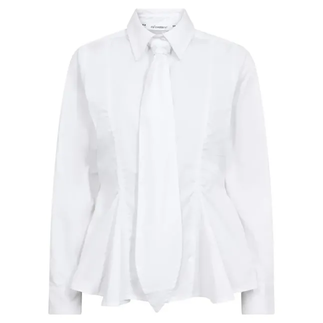 Poppy Peplum Tie Shirt White