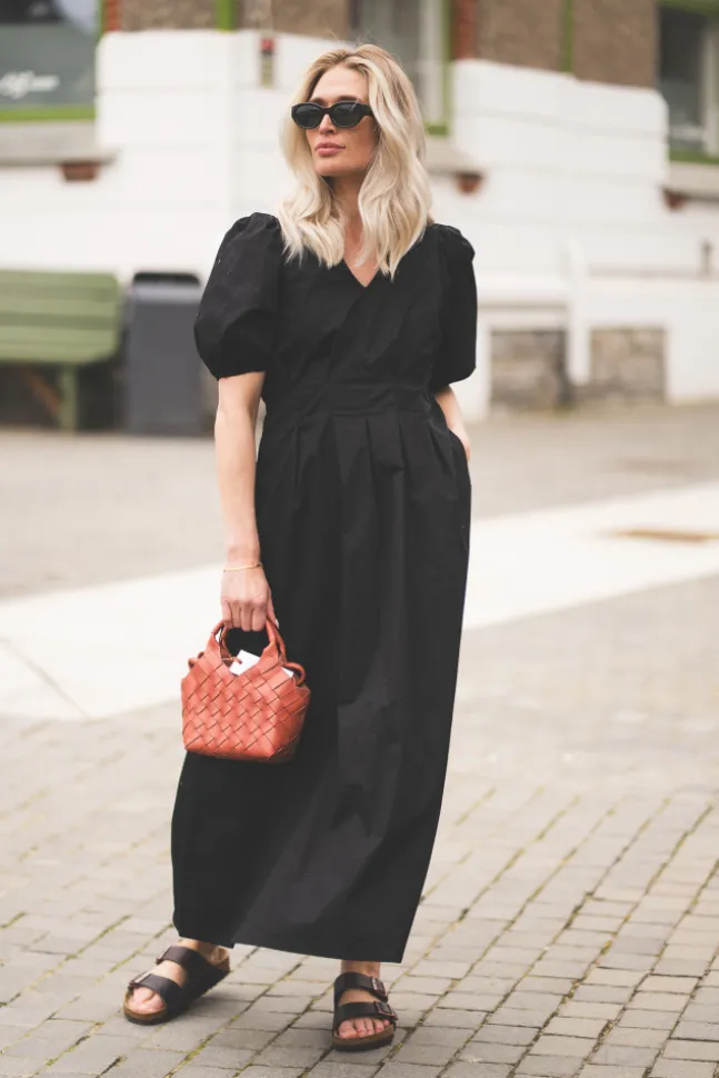 Poppy Pleat Dress Black