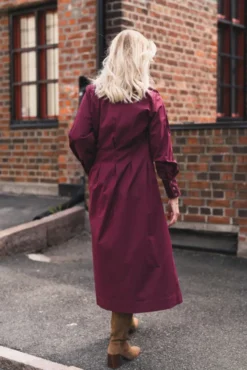 Poppy Shirt Long Dress Winered