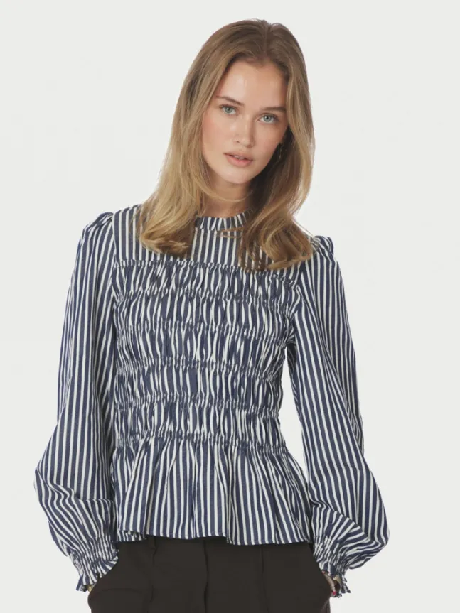 Possa Big Stripe Blouse Navy