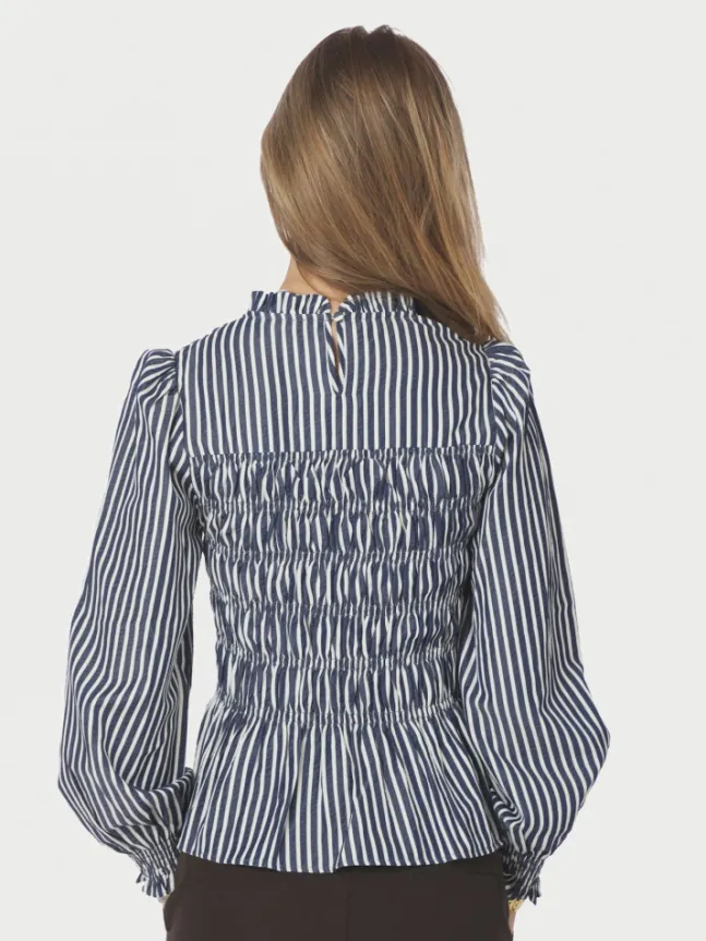 Possa Big Stripe Blouse Navy