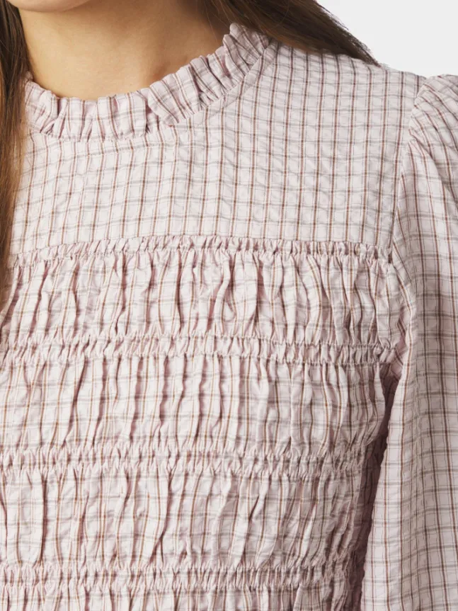 Possa Mini Check Blouse Light Pink